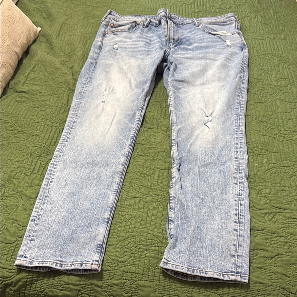American Eagle Outfitters Men's Light Blue Skinny Jeans